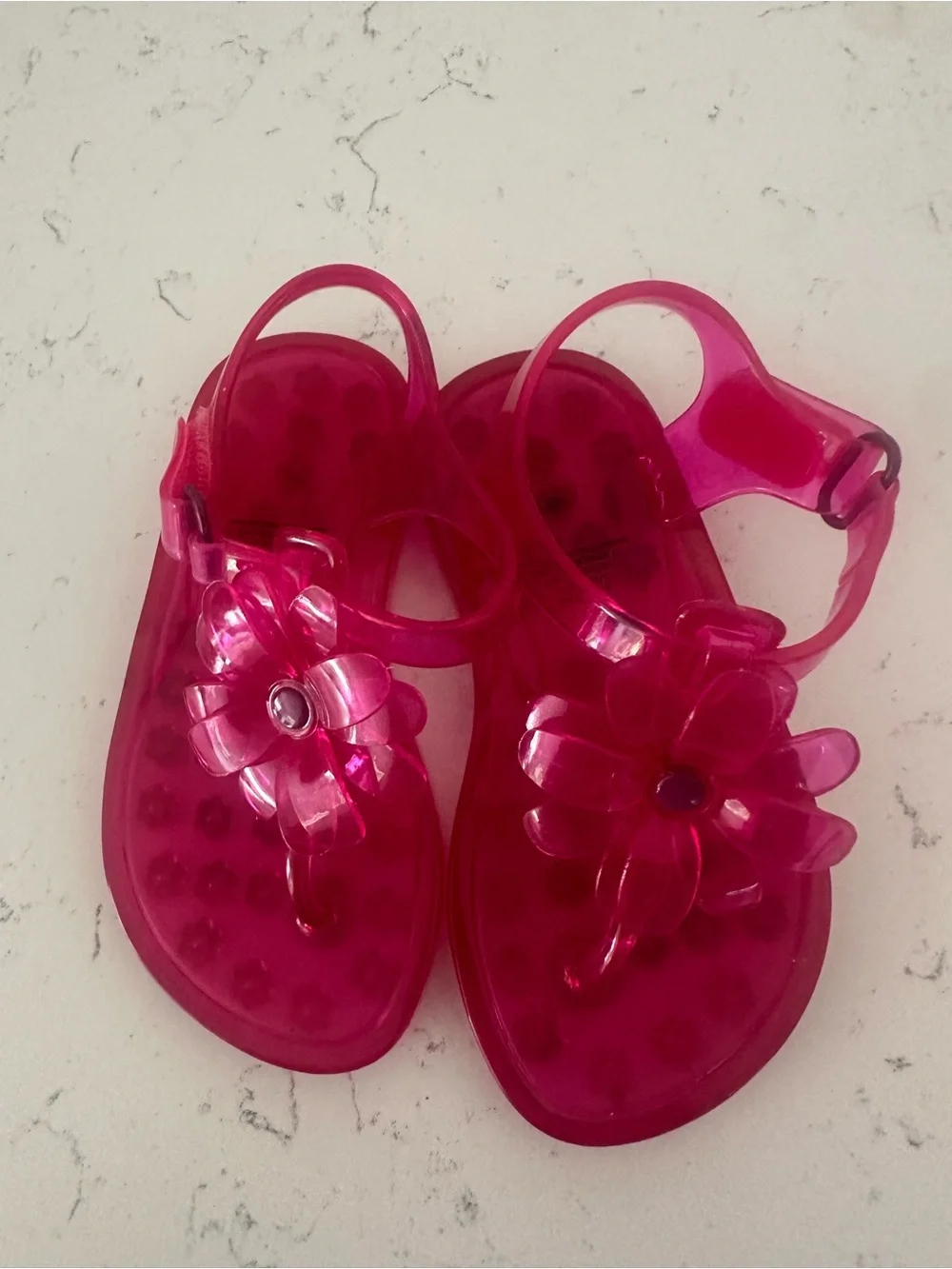 Gap Pink Jelly Sandals with Flower Accent